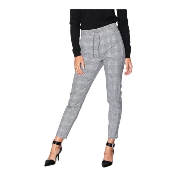 Vero Moda NWT VMEVA Mr Loose String Cchecked Pants Size Small 32” EF1 - Picture 1 of 4